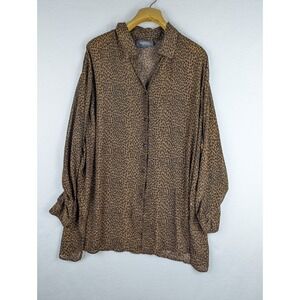 Lane Bryant Designs Sheer Cheetah Tunic Top 26/28 Artsy READ